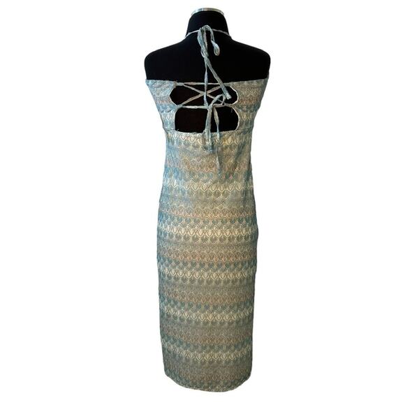 Wild Fable Crochet Summer Slip Dress Aqua Midi Sz M Y2K Style Beachy Coastal - Picture 5 of 12